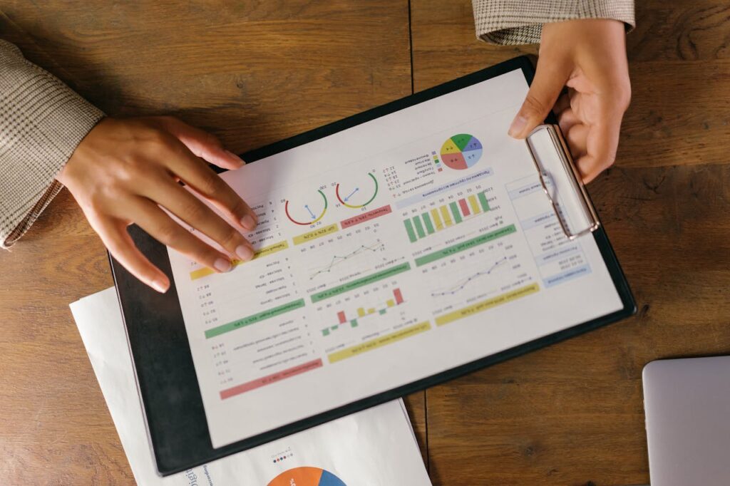 Documents with statistics kept by a woman
